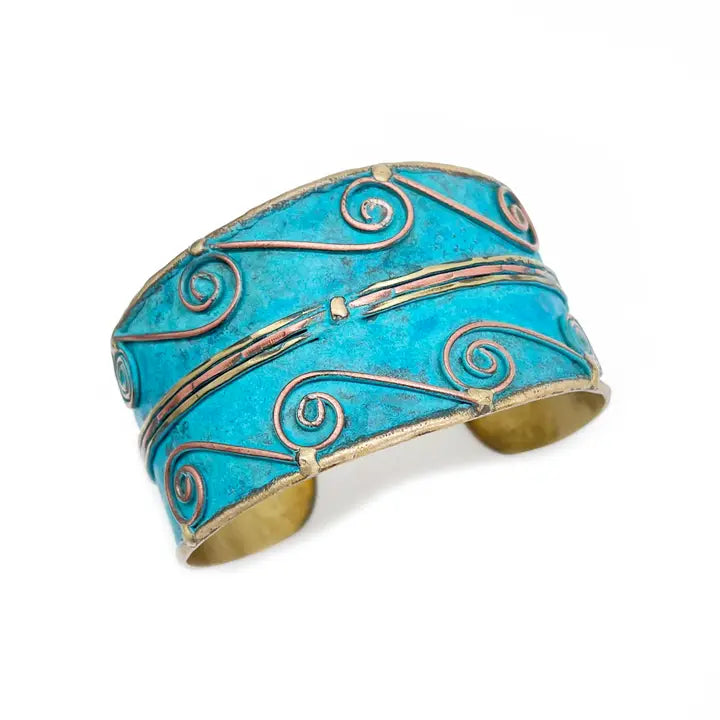 Handmade Turquoise Patina Cuff Bracelet - Boho Chic Jewelry for Women - Perfect for Festivals, Parties & Everyday Wear