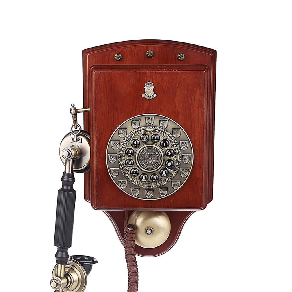 Vintage Rotary Telephone with Authentic Bell Ring - Retro Push Button Corded Phone for Home & Office - Wall Mountable Classic Phone for Vintage Decor, Theater Props, and Film Sets