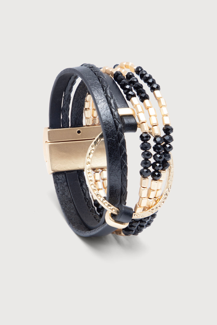 Elegant Leather Beaded Crystal Circle Bracelet for Women - Boho Chic Jewelry for Parties, Weddings & Everyday Wear