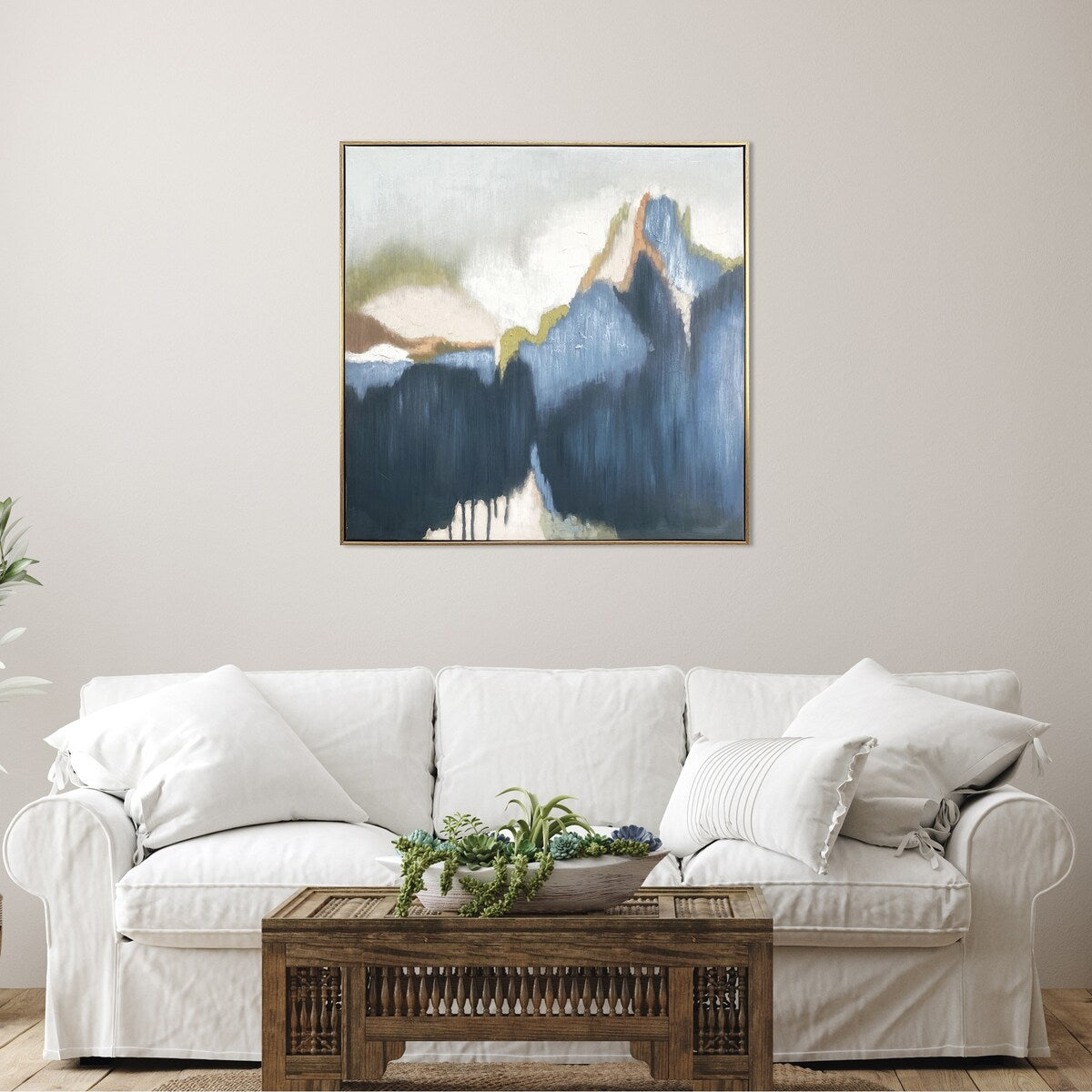 Abstract Vision Hand Painted Floating Framed Canvas Wall Art Print - 30x30 Inches Modern Home Decor for Living Room, Bedroom & Office