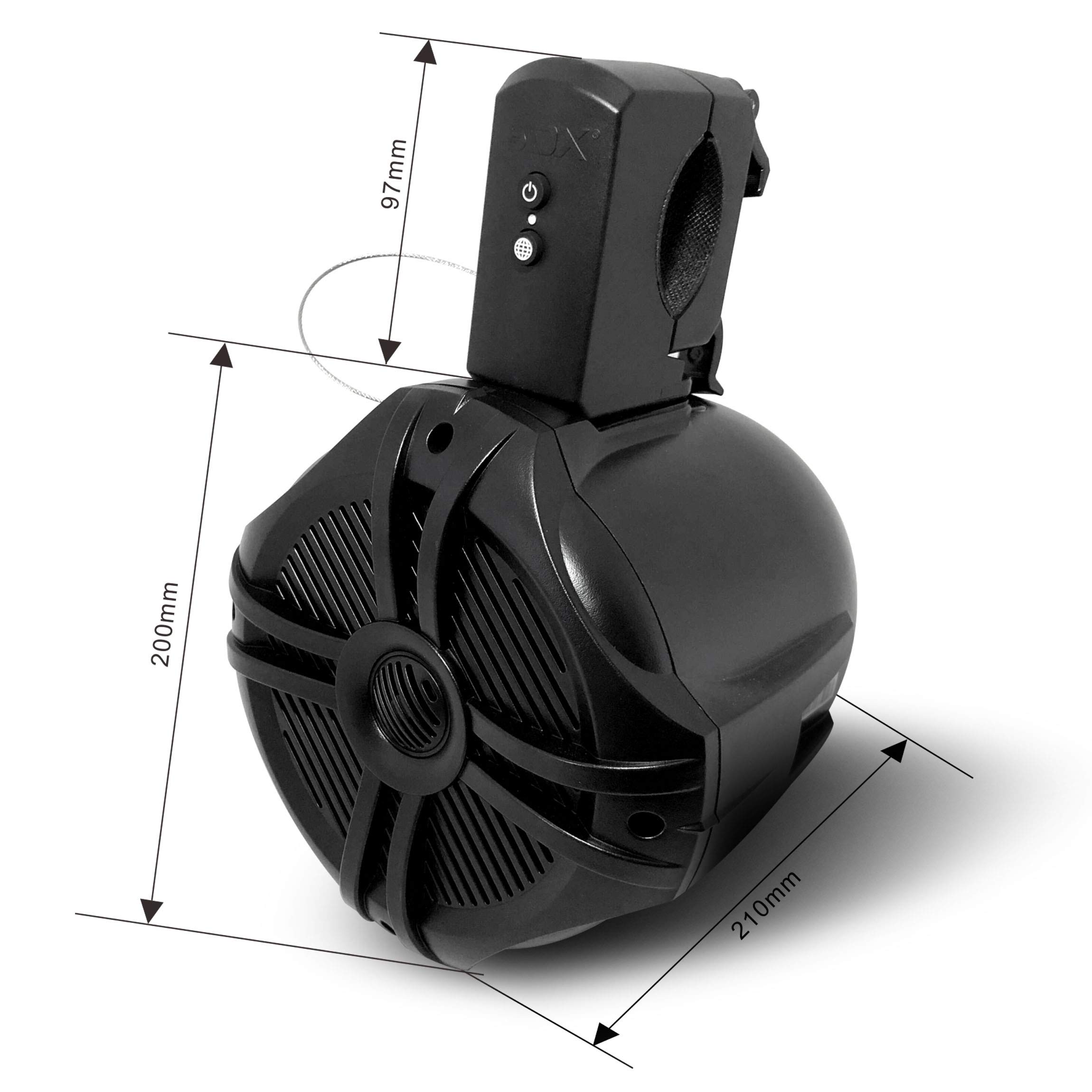 SDX Pro Audio - 6.5 Inch 350W Waterproof Wireless Bluetooth Marine Speakers (Pair) - Rechargeable, No Wiring Needed - Perfect for Wakeboard Towers, Roll Bars, and Boats - Great for Outdoor Parties, Poolside Entertainment, and Marine Adventures