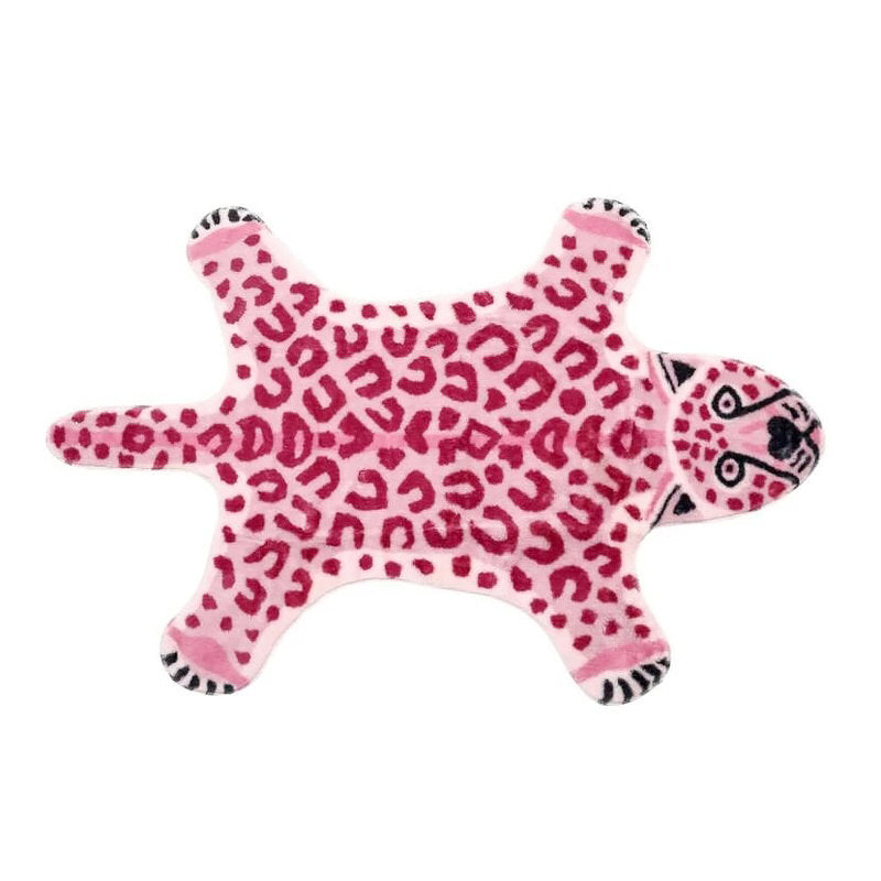 Soft Pink Leopard Print Faux Fur Accent Rug - Cozy & Stylish Home Decor for Bedroom, Living Room, or Nursery