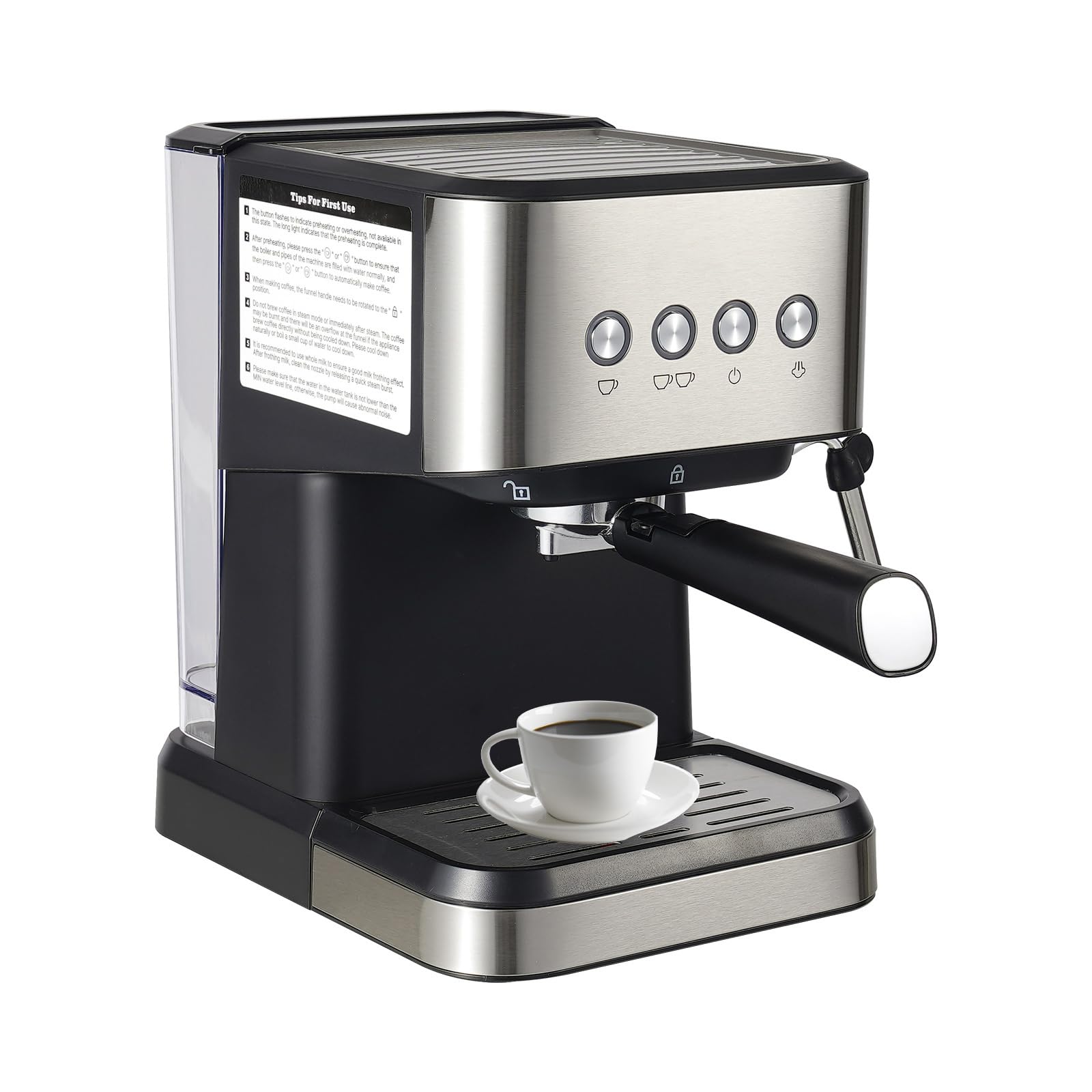 1.5L/50.73oz Semi-Automatic Drip Coffee Maker with Adjustable Steam Nozzle - 1050W 110V for Home, Office, Cafe & Hotel Use | Perfect for Morning Brews, Office Coffee Breaks & Hospitality Services