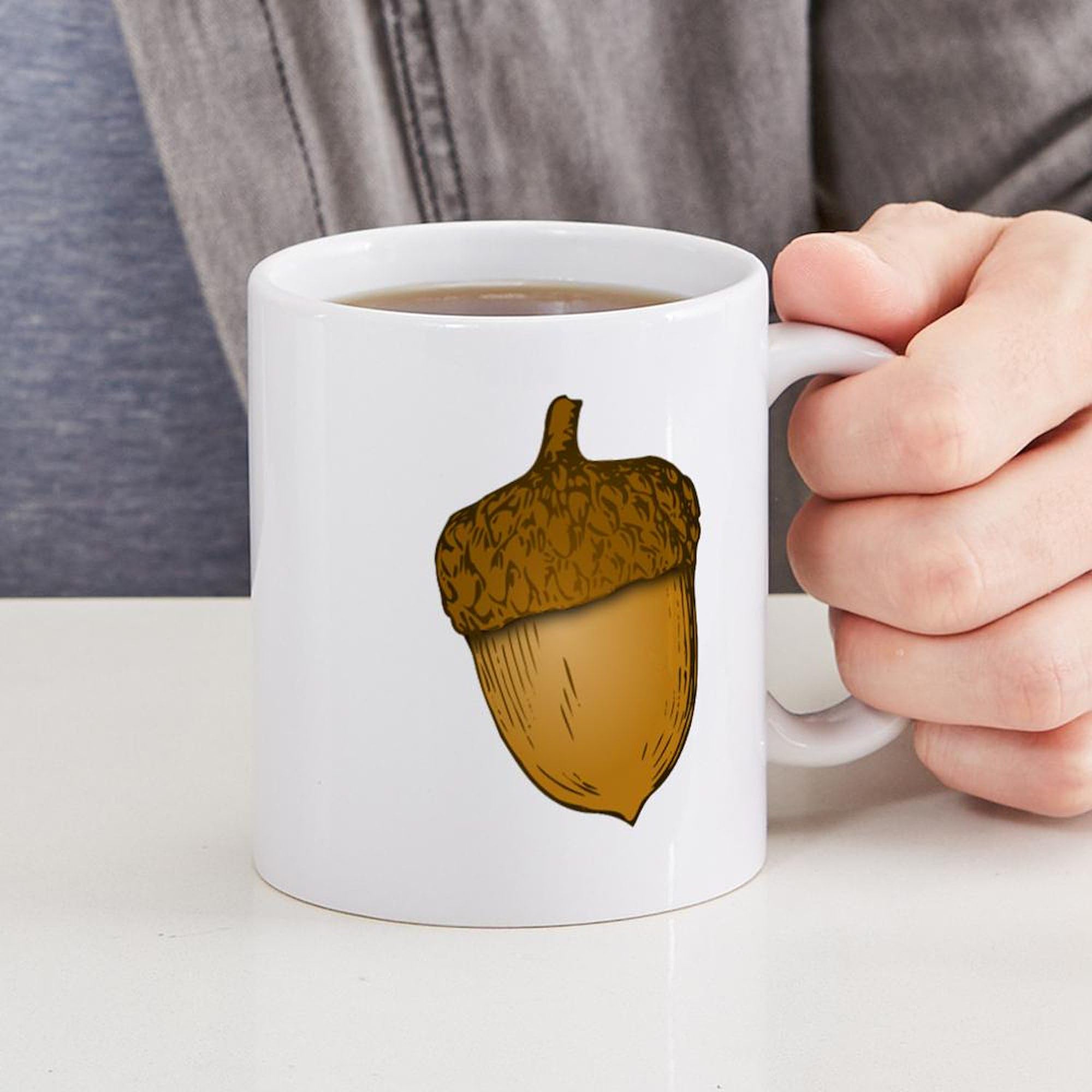 Acorn Mugs 11 oz (325 ml) Ceramic Coffee Cup - Perfect for Fall Mornings, Office Use & Gift Giving