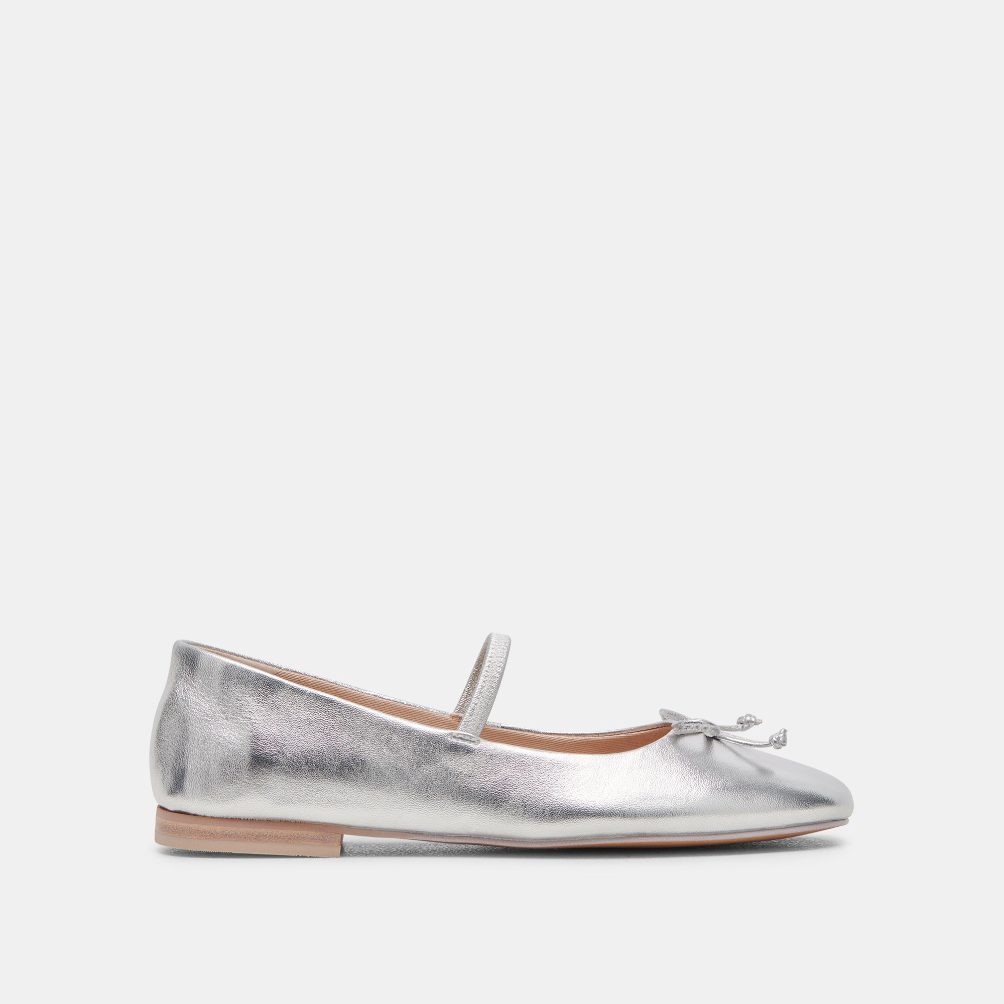 CARIN BALLET FLATS Women's Silver Metallic Leather Pointed Toe Slip-On Shoes - Perfect for Office, Wedding & Casual Outfits