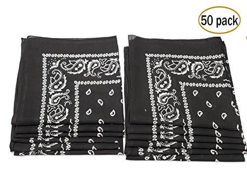 50 Pack Western Style Bandanas for Men & Women - Bulk Cowboy Bandanas for Rodeo, Horse Riding, Music Festivals & Outdoor Events