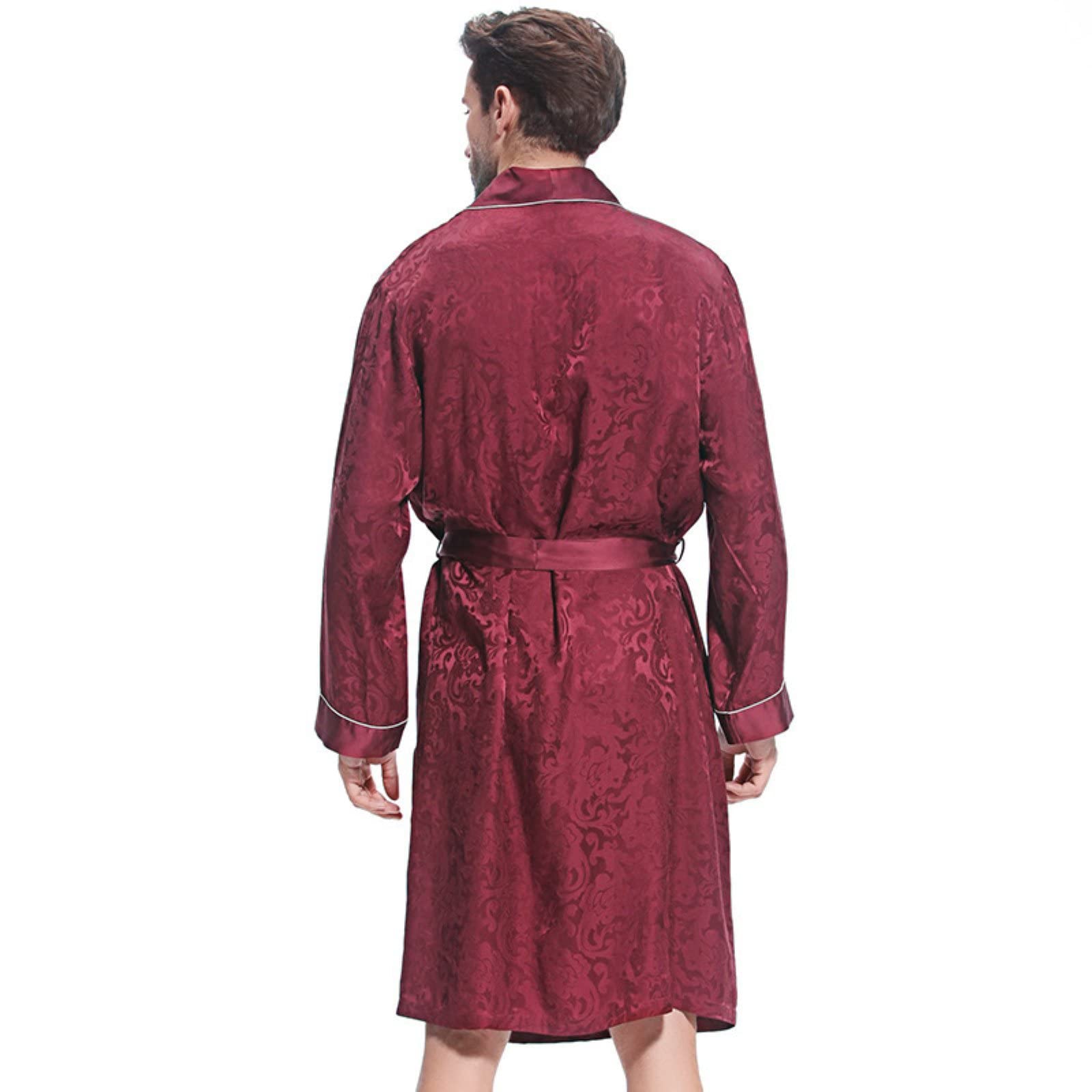 Premium Men's Silk Robe - 100% Mulberry Silk Long Sleeve Loungewear, Bathrobe & Pajama Set for Men - Perfect for Spa Days, Relaxing at Home & Luxury Gifts