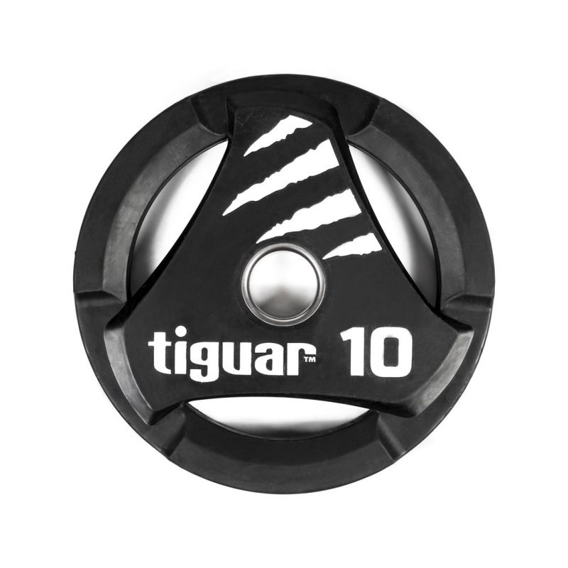 Olympic Weight Plates 10kg - Tiguar PU Coated Gym Plates for Home & Commercial Gym Use - Ideal for Weightlifting, CrossFit & Strength Training