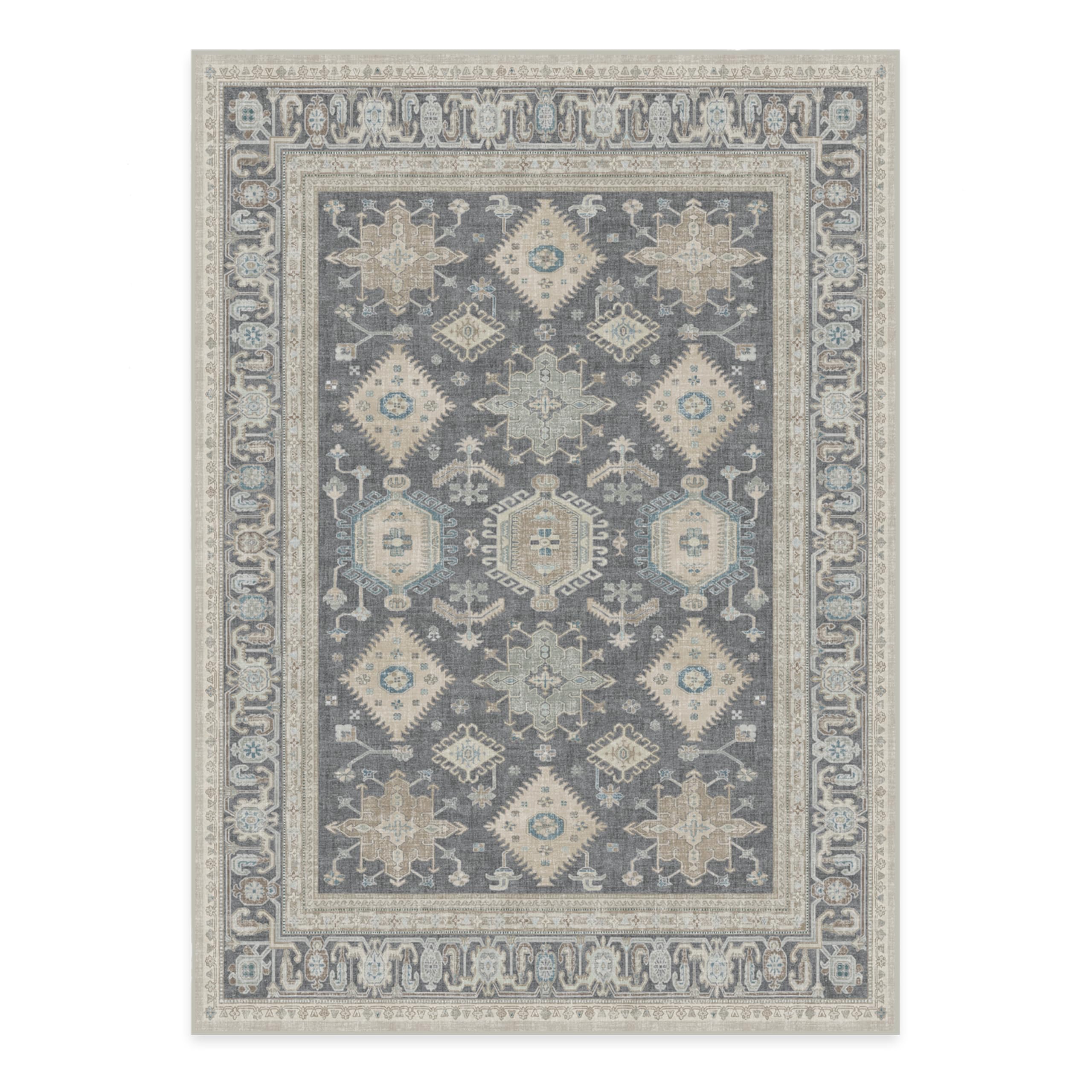 Ruggable Washable 5x7 Area Rug - Cambria Abalone Pattern | Premium Non-Slip Living Room, Bedroom, Kitchen Rug | Office & Classroom Carpet with Gripper Pad | Perfect for High-Traffic Areas & Pet-Friendly Homes