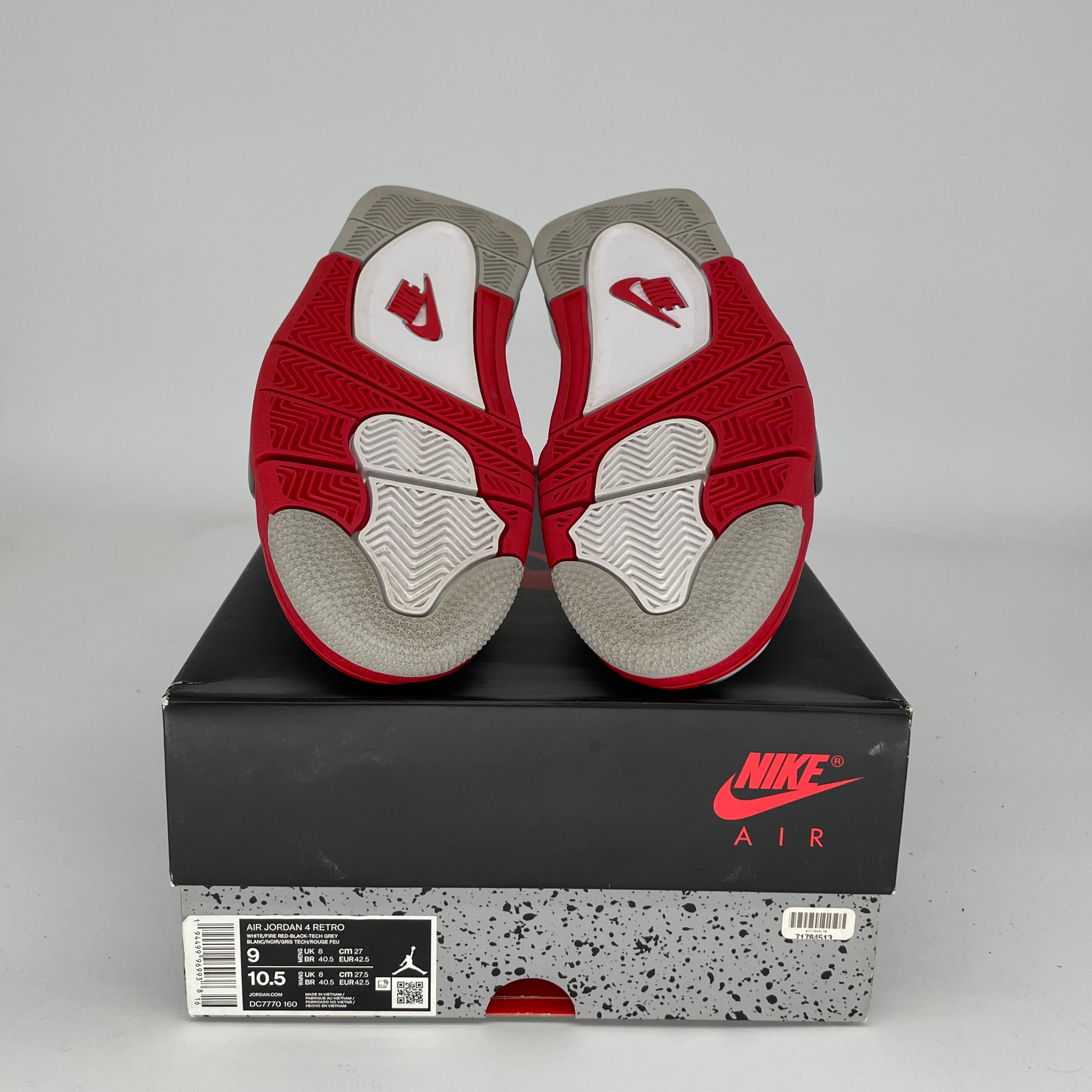 AIR JORDAN 4 FIRE RED Men's Basketball Shoes - Size 9 (DC7770-160) - Retro Sneakers for Streetwear & Basketball Games