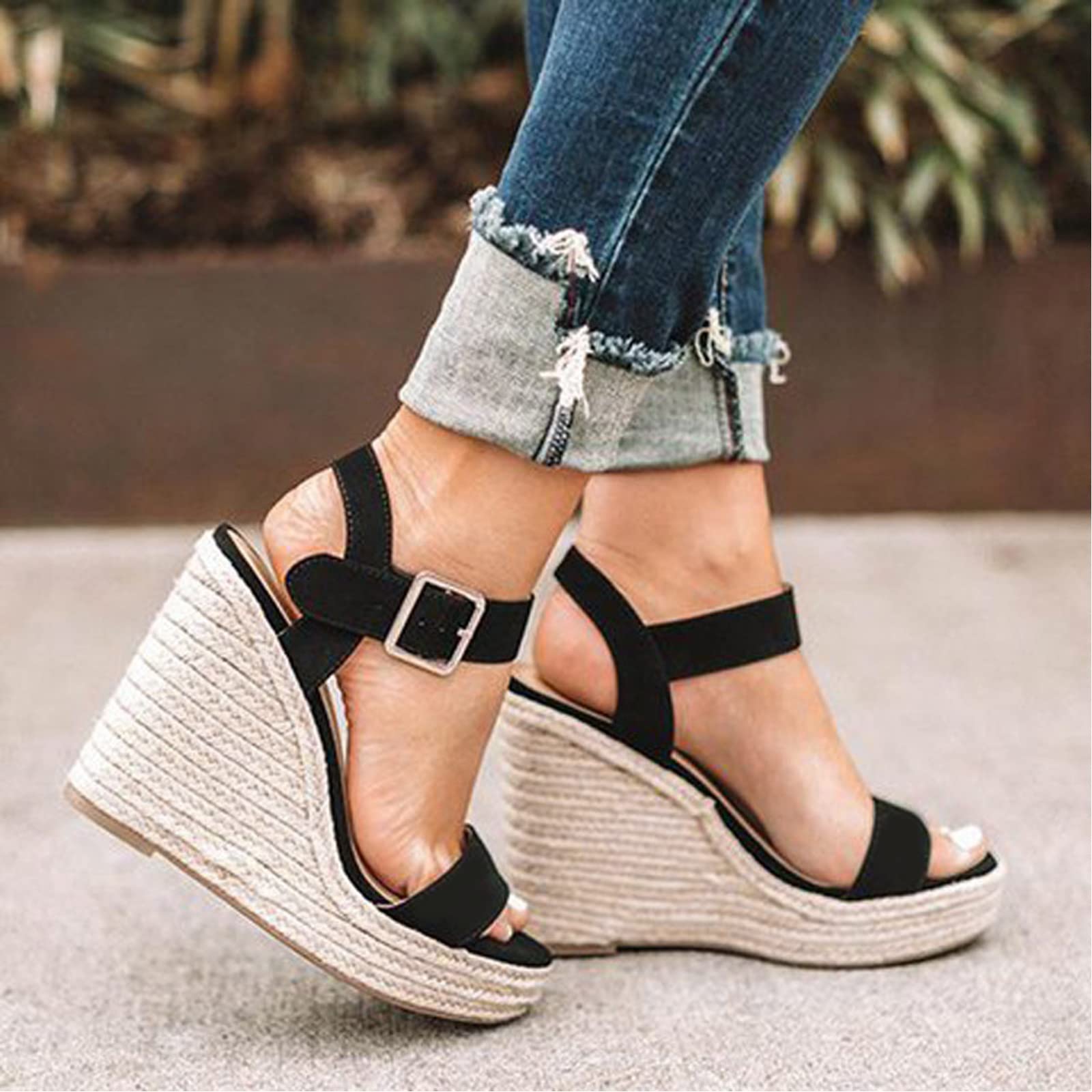 UTIKLIOU Women's Platform Wedge Sandals - Open Toe Summer Casual Shoes with Wedge Heel for Beach, Vacation & Everyday Wear