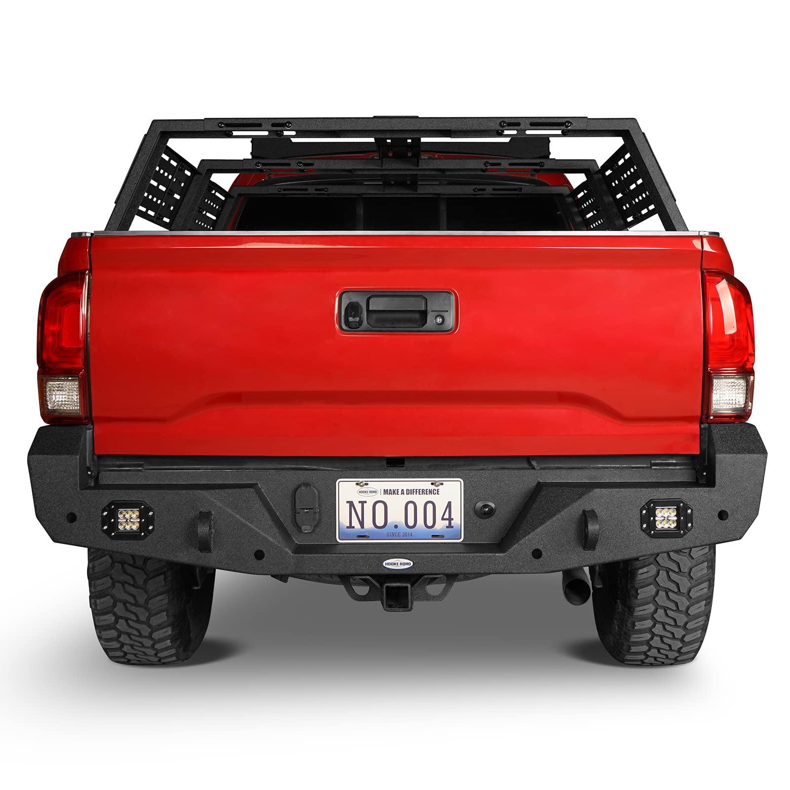 Hooke Road Heavy Duty Rear Bumper with 2×18W LED Lights for 2016-2023 Toyota Tacoma 3rd Gen | Off-Road Protection & Enhanced Visibility for Adventure Trucks