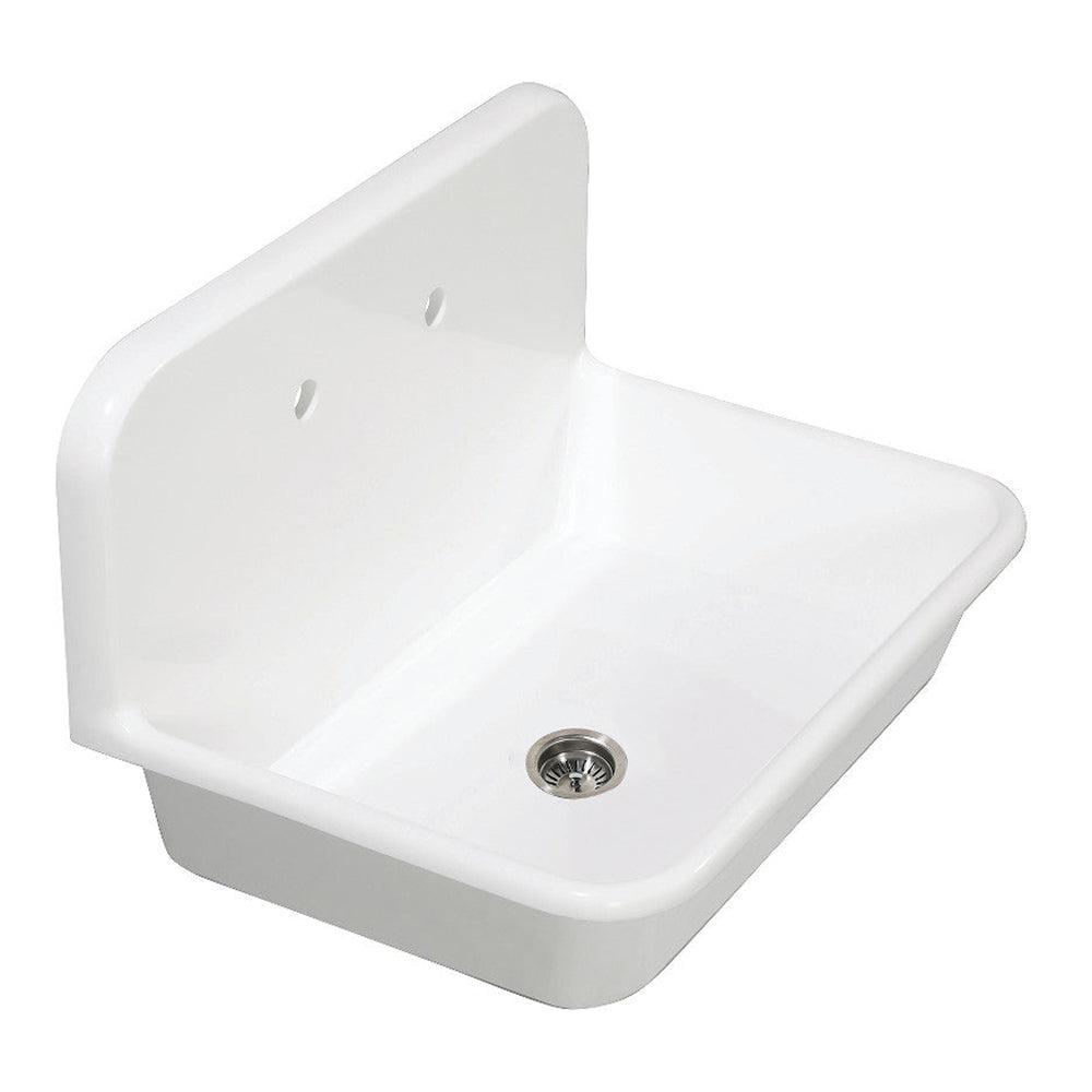 Kingston Brass Arcticstone 30-inch Matte White Farmhouse Kitchen Sink with Backsplash - Solid Surface Durable Design for Modern & Rustic Kitchens (GKTA302119) - Perfect for Meal Prep, Dishwashing & Home Renovation Projects