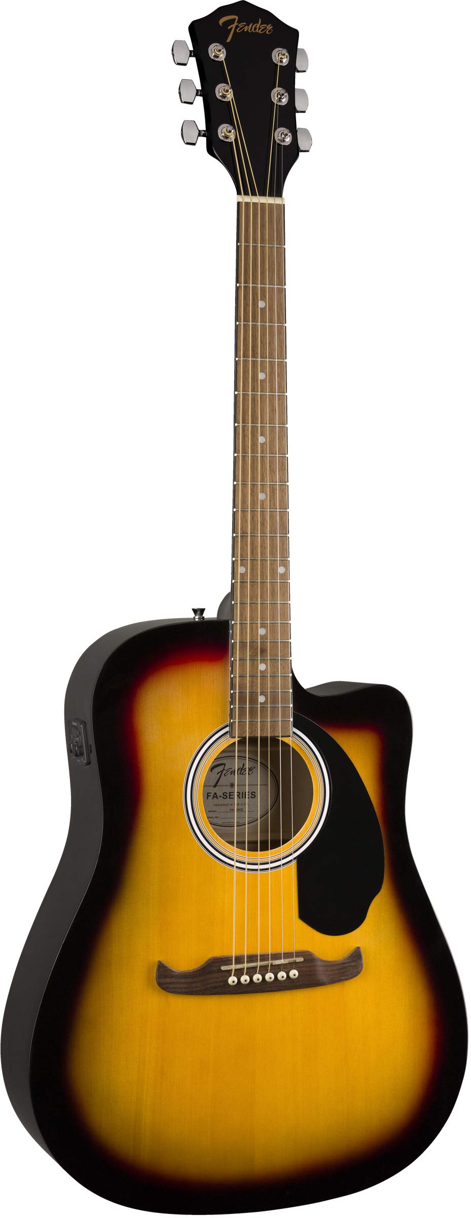 Fender FA-125CE Dreadnought Cutaway Acoustic-Electric Guitar Sunburst Bundle with Gig Bag, Strap, Strings, Picks & Online Lessons - Perfect for Beginners, Live Performances and Home Practice