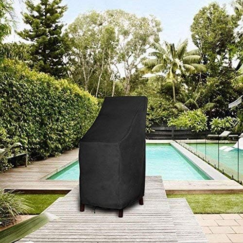 RosieLily Waterproof Outdoor Chair Covers - Heavy Duty 600D Fabric Patio Furniture Covers for High Back Chairs & Stackable Bar Stools (4-Pack, Black) - Perfect for Backyard, Deck, Garden & Poolside Protection