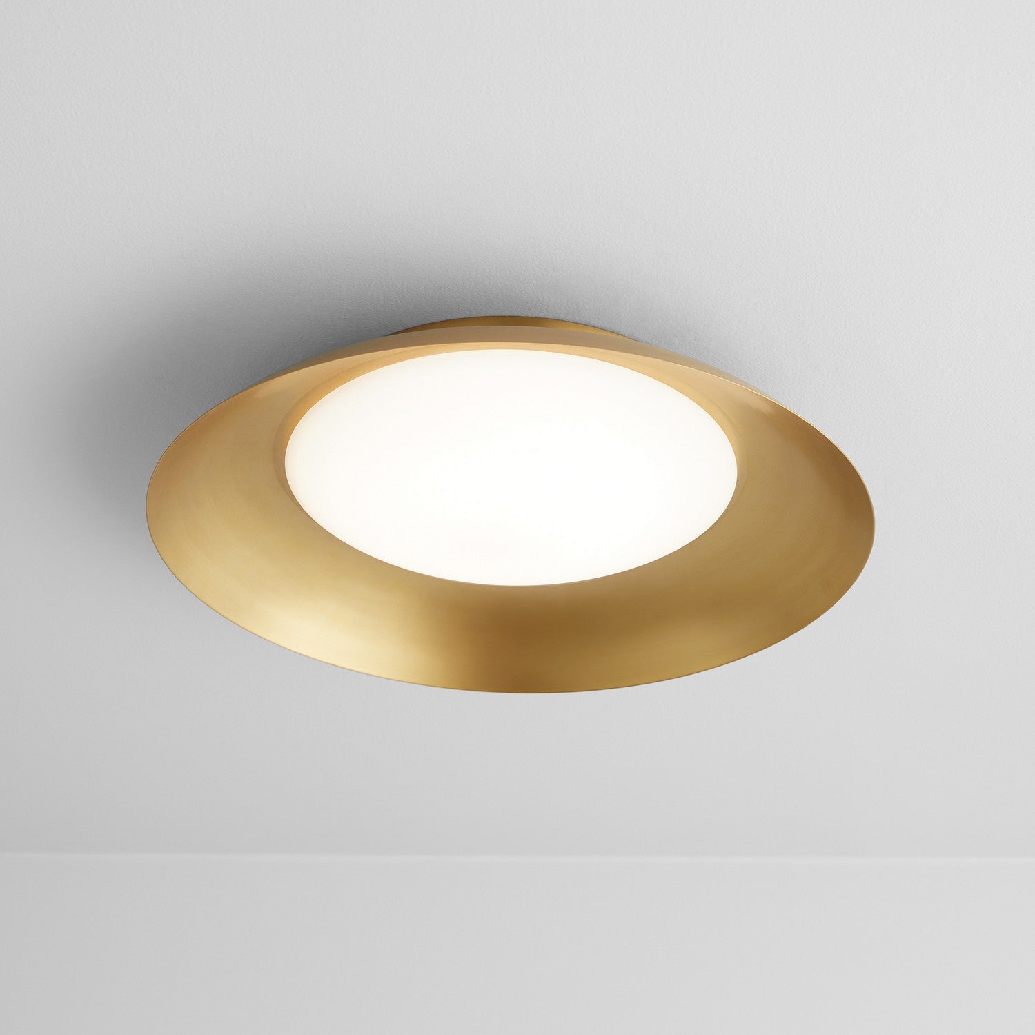 Oxygen Bongo 3 679 40 Gold Flush Ceiling Light Fixture in Aged Brass - Modern Lighting for Living Room, Bedroom & Hallway