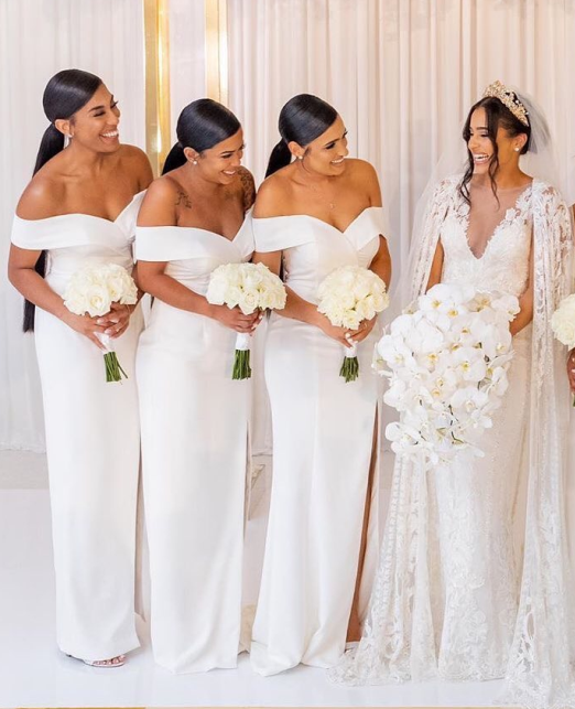 Sexy Mermaid Off-the-Shoulder White Bridesmaid Dress with High Slit - Perfect for Beach Weddings, Bachelorette Parties & Formal Events