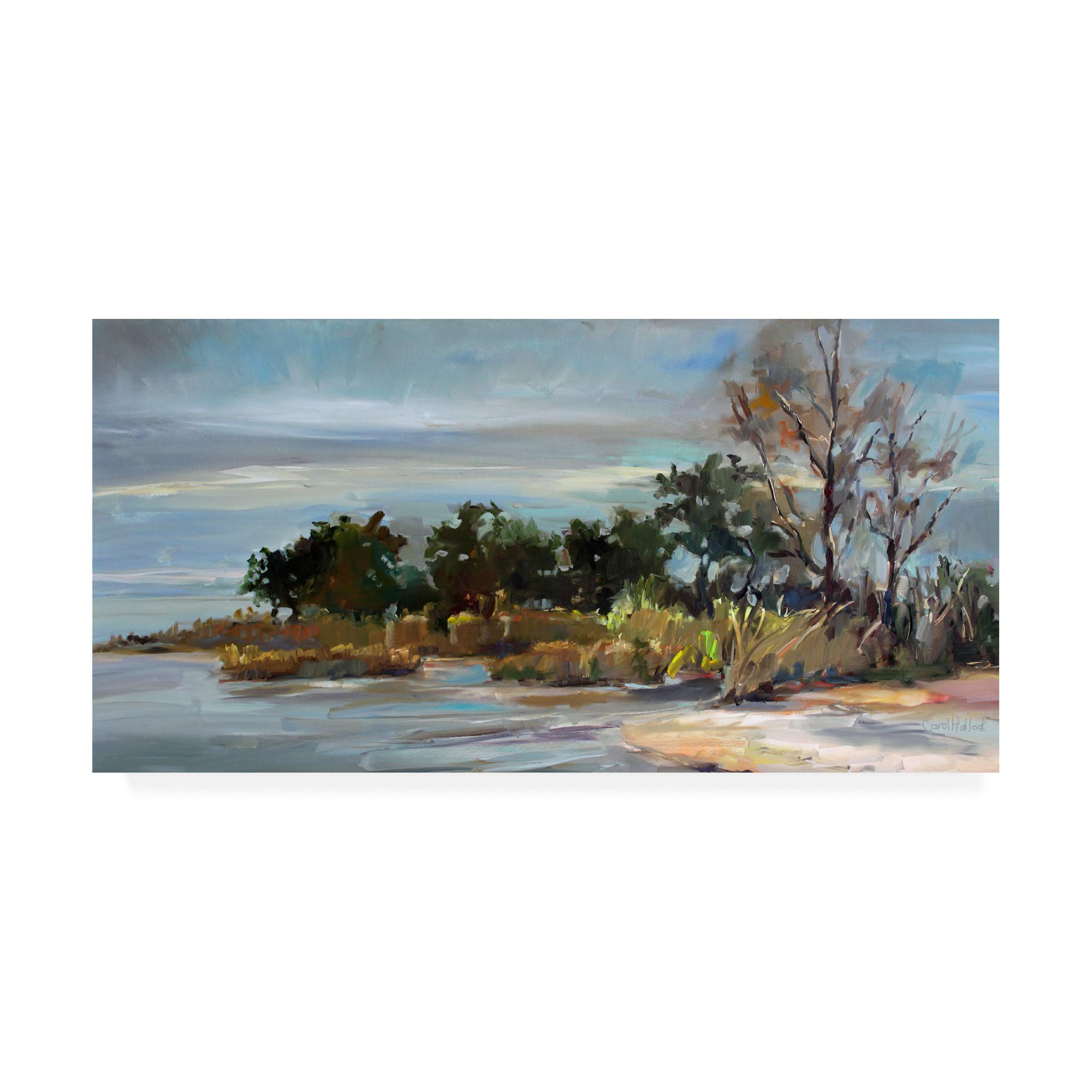 Trademark Fine Art - 24x47 Winter Beach Painting by Carol Halloc | Coastal Wall Decor for Living Room, Bedroom & Office