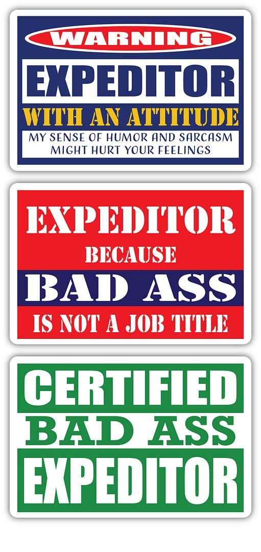 Certified Bad Ass Expeditor Stickers (3-Pack) | Funny Job & Career Gift for Professionals | Durable 3M Vinyl Decals for Laptops, Hard Hats, Windows | Perfect for Office Humor & Work Equipment Personalization