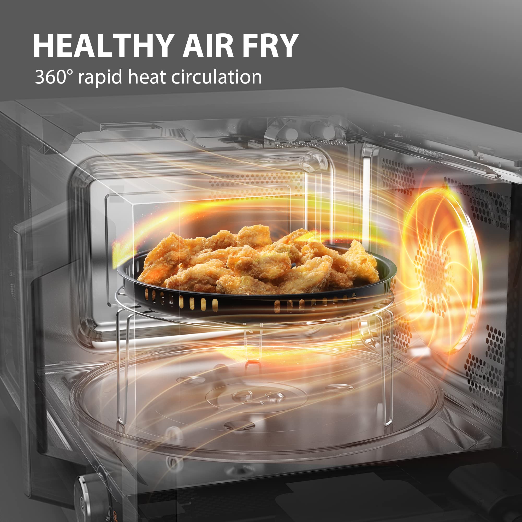 TOSHIBA 1.0 cu.ft Countertop Microwave Oven with Air Fryer Combo - 1000W Inverter Convection Microwave, Broil Function, Speedy Combi, Even Defrost, Humidity Sensor, Mute, 27 Auto Menus - Stainless Steel - Perfect for Small Kitchens, Dorms & Apartments