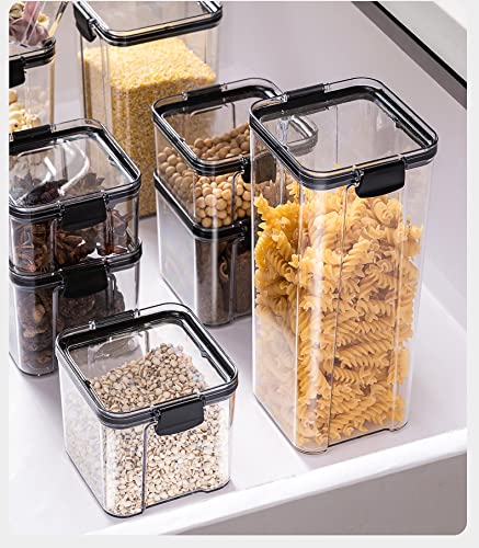 Airtight Food Storage Containers Set - 6-Piece Plastic Canisters with Locking Lids for Cereal, Flour, Sugar & Dry Goods - BPA-Free, Stackable Kitchen Storage (1.9qt, Black) - Perfect for Pantry Organization & Meal Prep