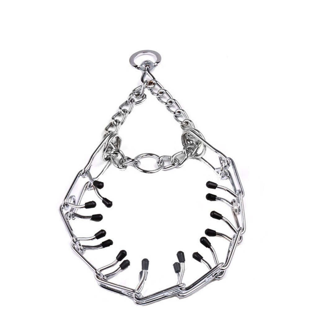 GUAngqi Dog Prong Training Collar - Chrome Plated Silver Pet Collar for Large Dogs (2.5mm, 45cm Length, 0.25cm Wire Diameter, 6-10cm Neck Size) - Perfect for Obedience Training, Behavior Correction, and Professional Dog Handling