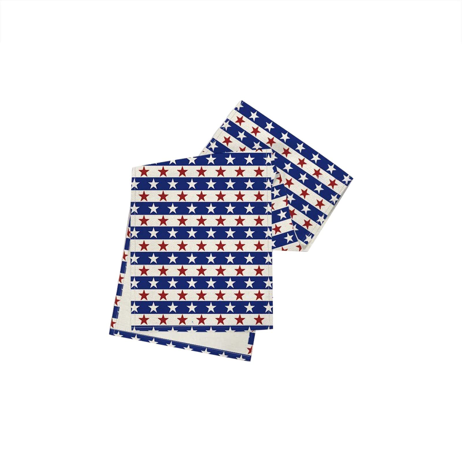 4th of July Patriotic Tablecloth - 33x180cm Cotton Linen Vinyl Holiday Table Cover for Coffee Table - Perfect for Independence Day Decorations, Christmas, and Seasonal Celebrations
