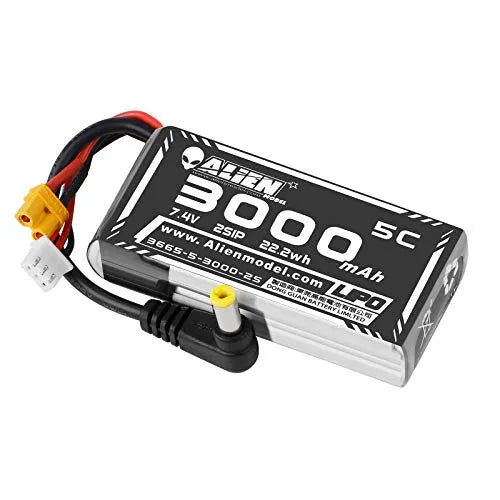 Crazepony 3000mAh 2S 7.4V LiPo Battery with XT30/DC5.5 Plug for Fatshark FPV Goggles, DJI HD Digital Goggles, Skyzone 03O Goggles - Perfect for RC Drones, FPV Racing, and Wireless Video Transmission