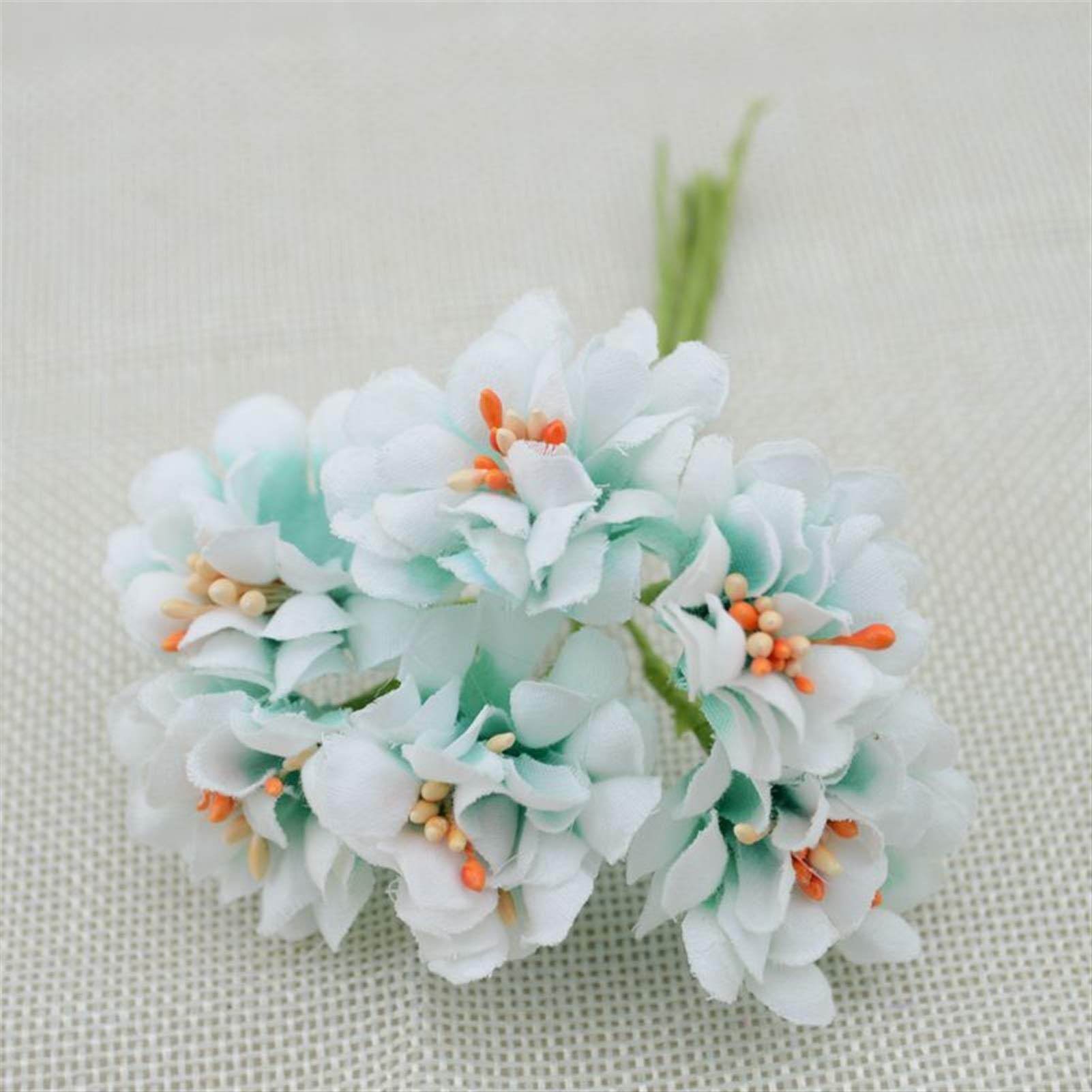 72pcs Lake Blue Silk Artificial Flowers - Handmade Gradient Stamen Fake Roses for Wedding Bouquets, DIY Wreaths, Scrapbooking, Home & Party Decorations - Perfect for Centerpieces, Gift Wrapping & Craft Projects