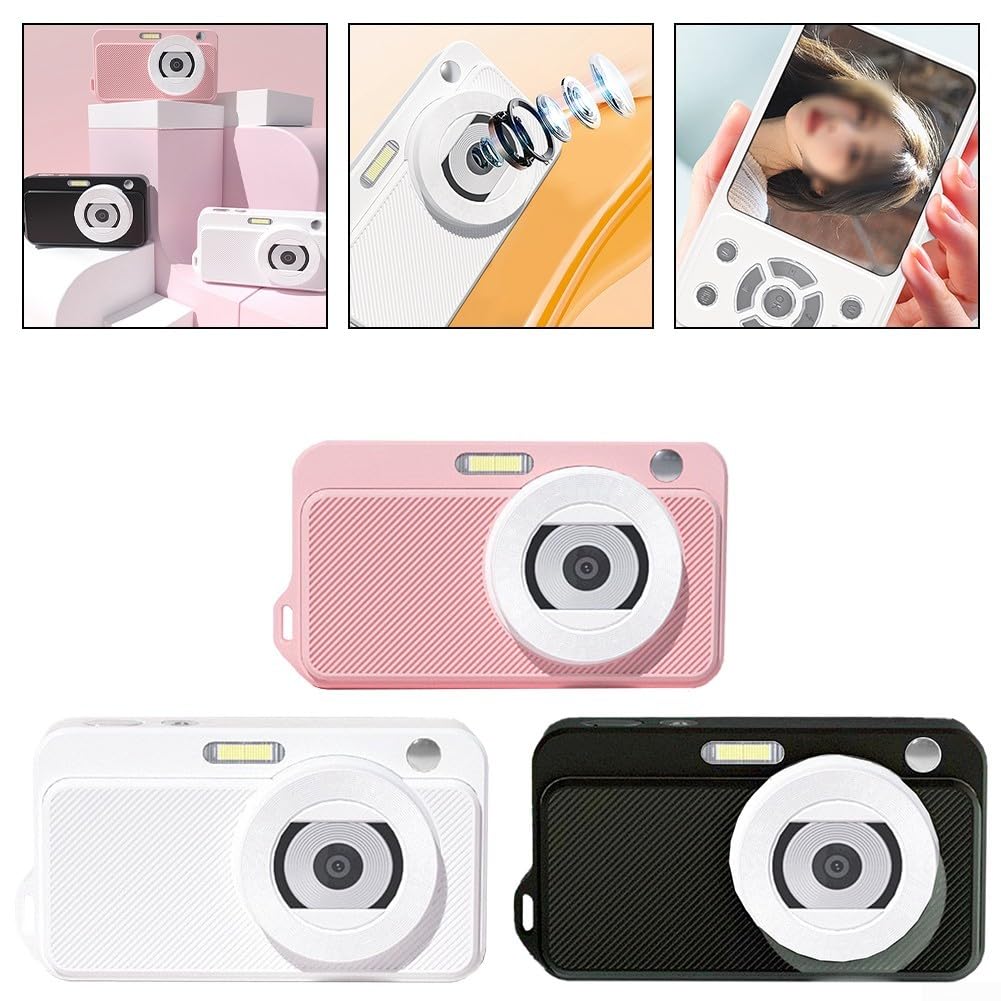 EpheyFIF 4K Vlogging Camera with Autofocus - 16MP Compact Digital Camera for YouTube, Travel & Daily Vlogging | 1080P FHD Video, Dual Lens, Beginner-Friendly (Pink) - Perfect for Content Creation, Family Events & Social Media Sharing