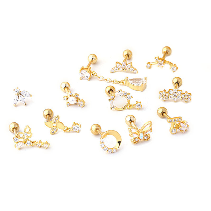 16G Butterfly Helix Stud Tragus Daith Stud Earrings - Stainless Steel Body Jewelry for Cartilage Piercing | Perfect for Everyday Wear, Parties & Gifting