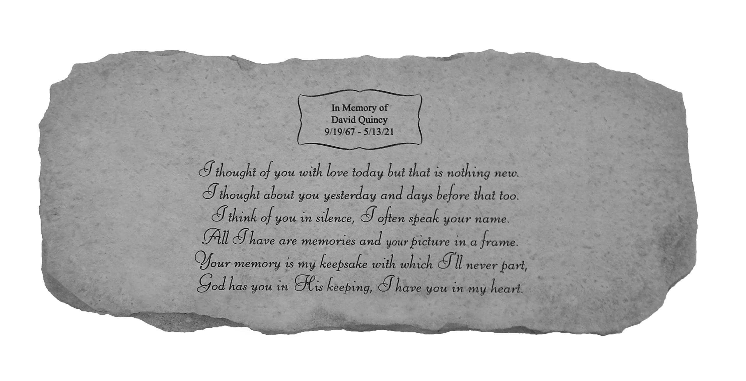 Kay Berry 'I Thought of You with Love' Personalized Fused Glass Memorial Bench - Medium Size for Garden, Cemetery, or Outdoor Tribute