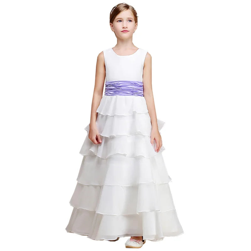 Elegant White Flower Girl Dress for Wedding, Birthday Party & Formal Princess Events - Perfect for Bridal Showers, First Communion & Special Celebrations