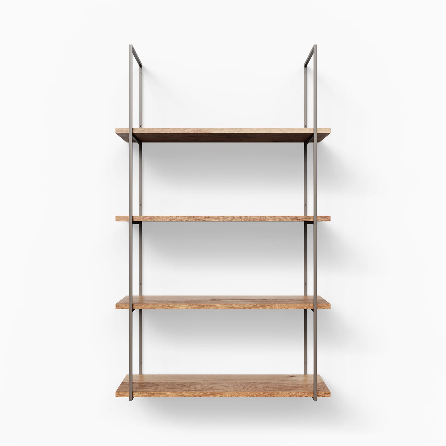 Lloyd White Oak 4 Tiered Shelf - Rustic Wood Bookshelf for Living Room, Bedroom & Office - Stylish Storage Solution for Books, Plants & Decor