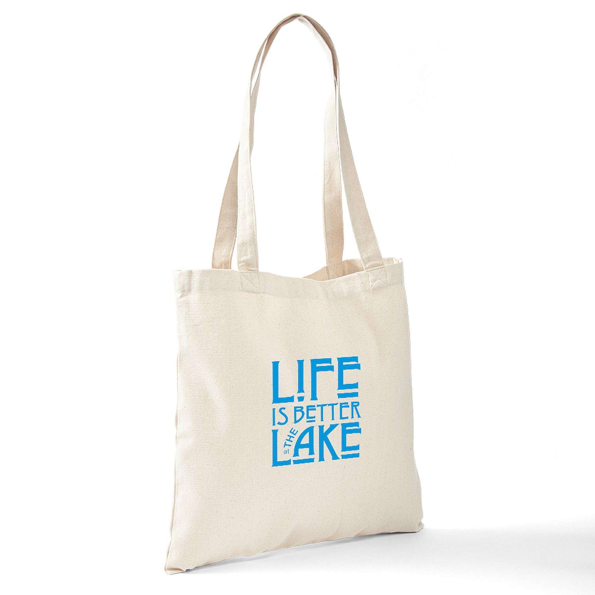 Life Is Better At The Lake - Natural Canvas Tote Bag | Reusable Grocery Shopping Bag | Beach, Picnic & Farmers Market Essentials