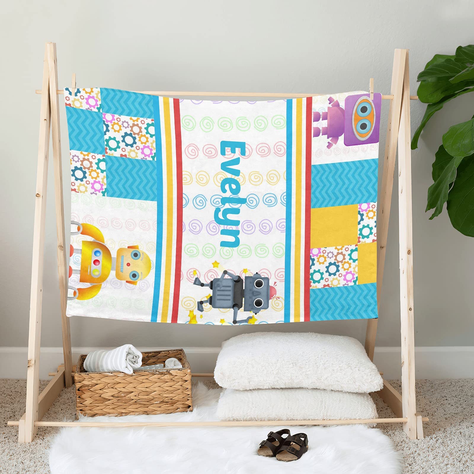 Custom Personalized Baby Blanket with Name - 30x40 Inch Soft Faux Patchwork Quilt for Newborns, Girls & Boys | Perfect Swaddling Blanket, Crib Bedding & Unique Baby Shower Gift