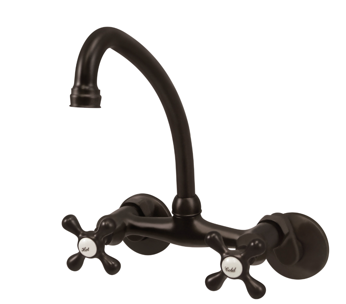 Stainless Steel Cross Handle Wall Mount Kitchen Faucet with Adjustable Centers - Perfect for Farmhouse, RV, and Outdoor Sink Installations