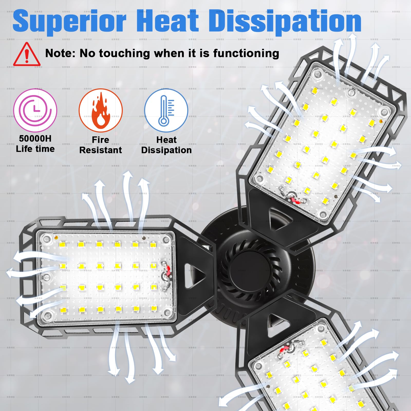 4-Pack 80W LED Garage Lights Bulb - 8000LM 6500K Daylight, 3 Adjustable Panels Shop Light for Basement, Barn, Warehouse - E26/E27 Base - Bright Ceiling Lighting for Workspaces & Storage Areas