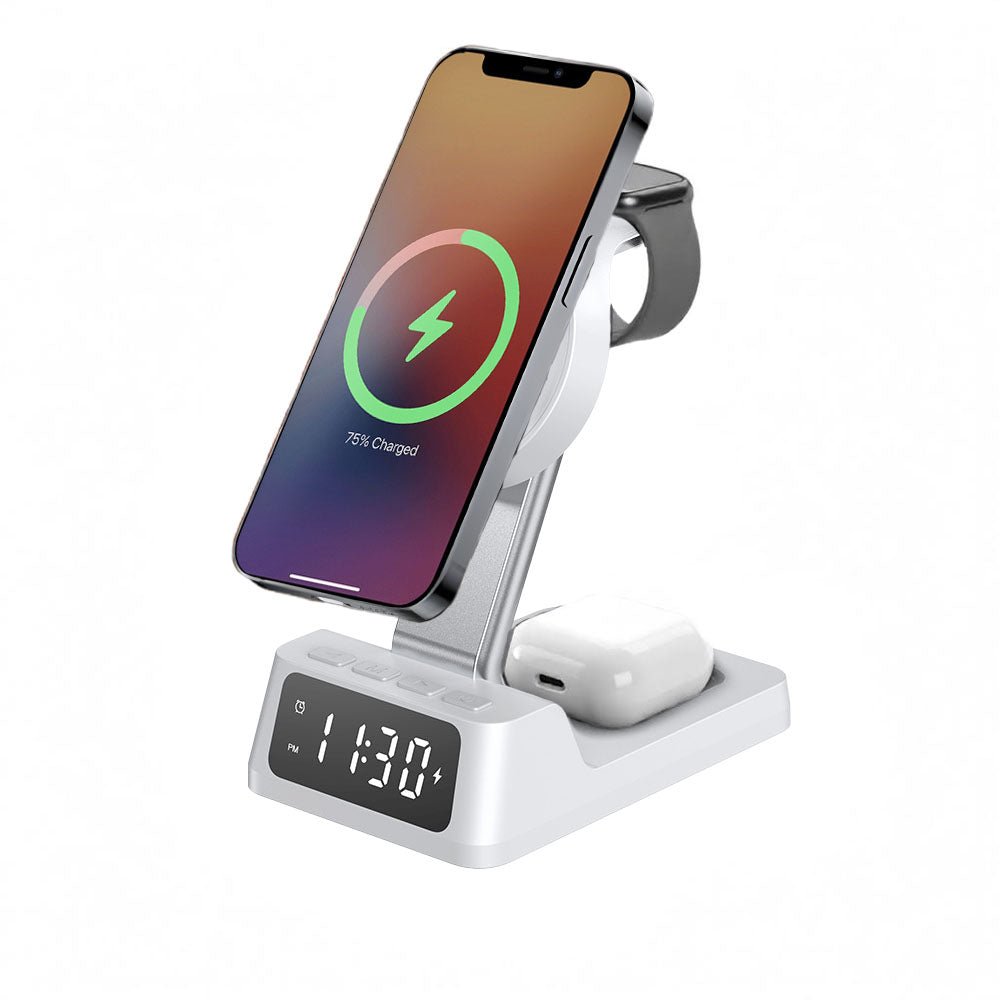 PulsePoint 4-in-1 MagSafe Wireless Charger Stand for iPhone 15/14/13/12, Apple Watch, AirPods - Fast Charging Station for Home, Office, Nightstand, Travel