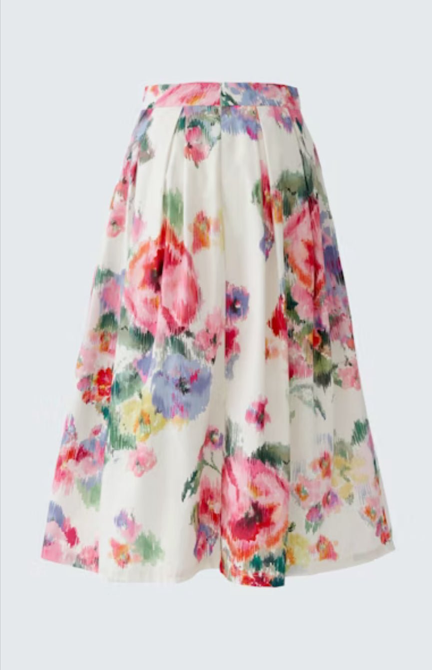 Pink and Green Floral Skirt for Women - Summer Boho Maxi Skirt with Elastic Waist - Perfect for Beach, Vacation, and Outdoor Events