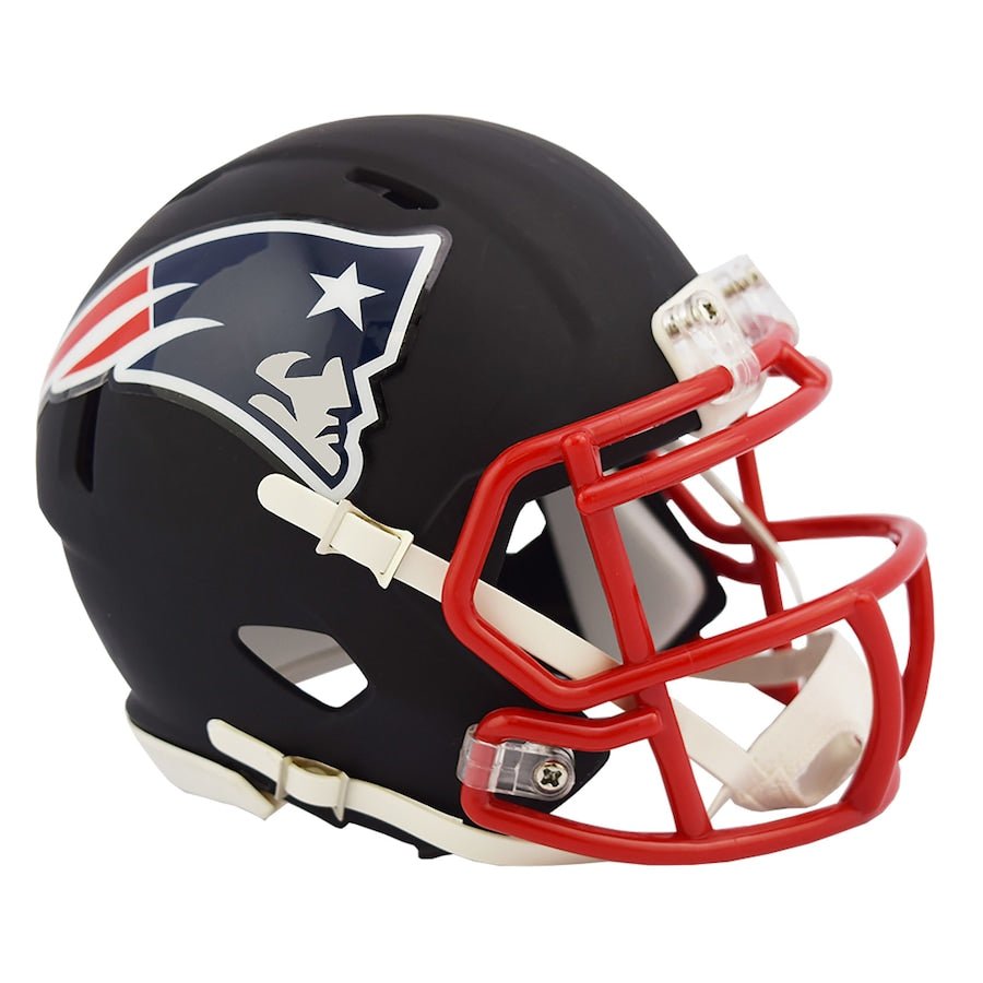 New England Patriots Flat Black Mini Speed Helmet - Authentic NFL Collectible for Fans, Kids & Display - Perfect for Game Day, Sports Decor & Gift Giving