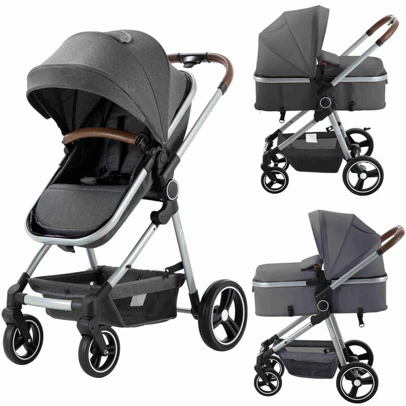 2-in-1 Convertible Baby Stroller with Bassinet - Lightweight Foldable Travel Stroller for Newborn & Toddler (Girl & Boy) | Modern Infant Pram Carriage for Shopping, Park Walks & Family Outings