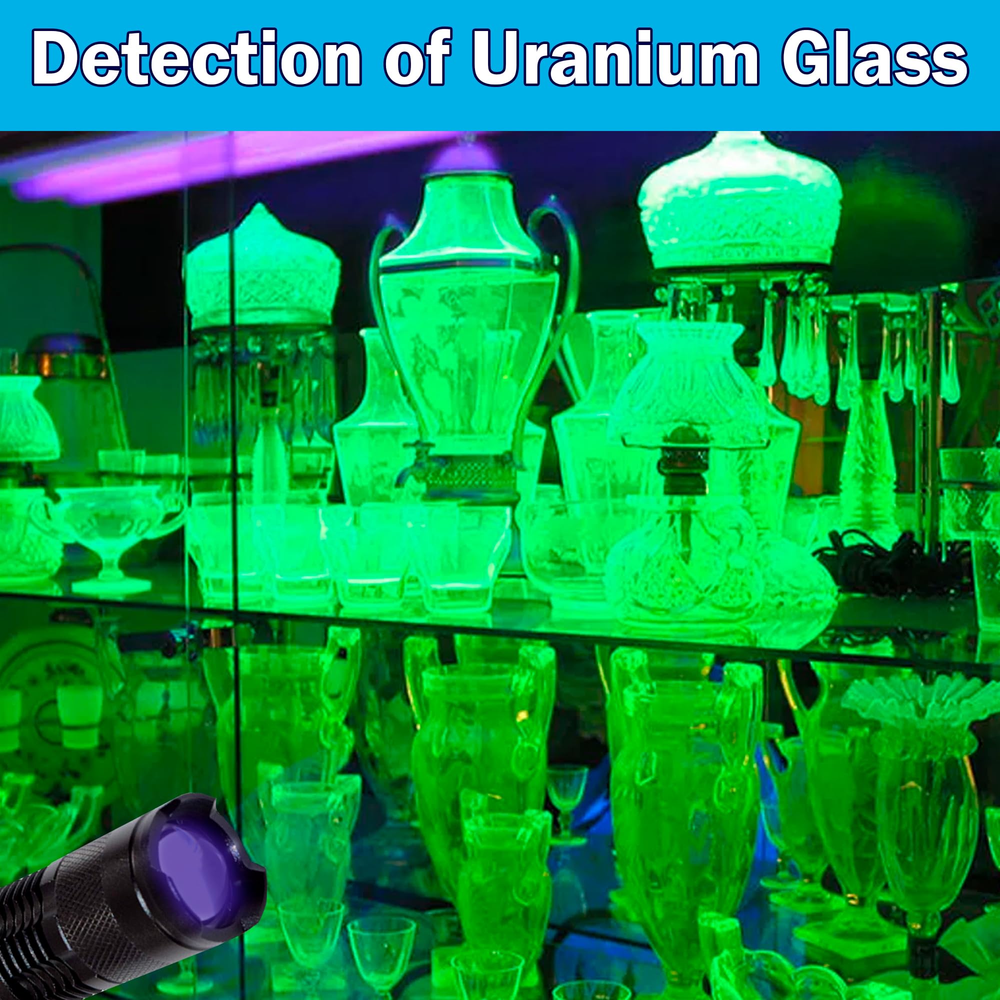 HQRP 365nm 3W UV Blacklight Flashlight - Detect Uranium Glass, Vaseline Glass & Minerals | Gem Hunting, Rock Collecting, Home Inspection & Security Use