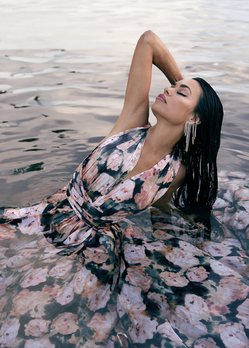June Impact Dress in Cool Watercolor - Flowy Summer Maxi Dress for Women | Perfect for Beach Vacations, Weddings & Date Nights