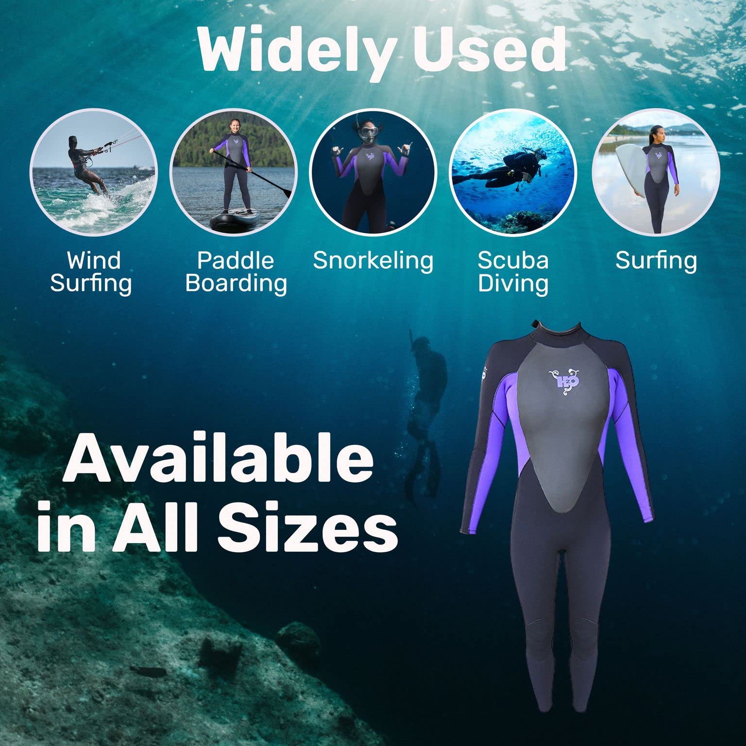 H2ODYSSEY 4/3mm Women's Momentum Back Zip Full Wetsuit - Long Sleeve Thermal Swimsuit for Surfing, Scuba Diving & Cold Water Swimming | Perfect for Surf Board, Deep Sea Diving & Winter Water Sports