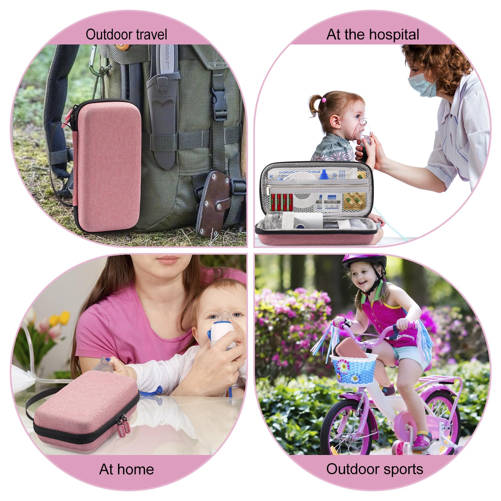 Portable Travel Nebulizer Case for Kids & Adults - Handheld Asthma Inhaler Machine Organizer with Storage for Cords & Chargers (Red) - Perfect for Home, Travel & Medical Supplies Organization