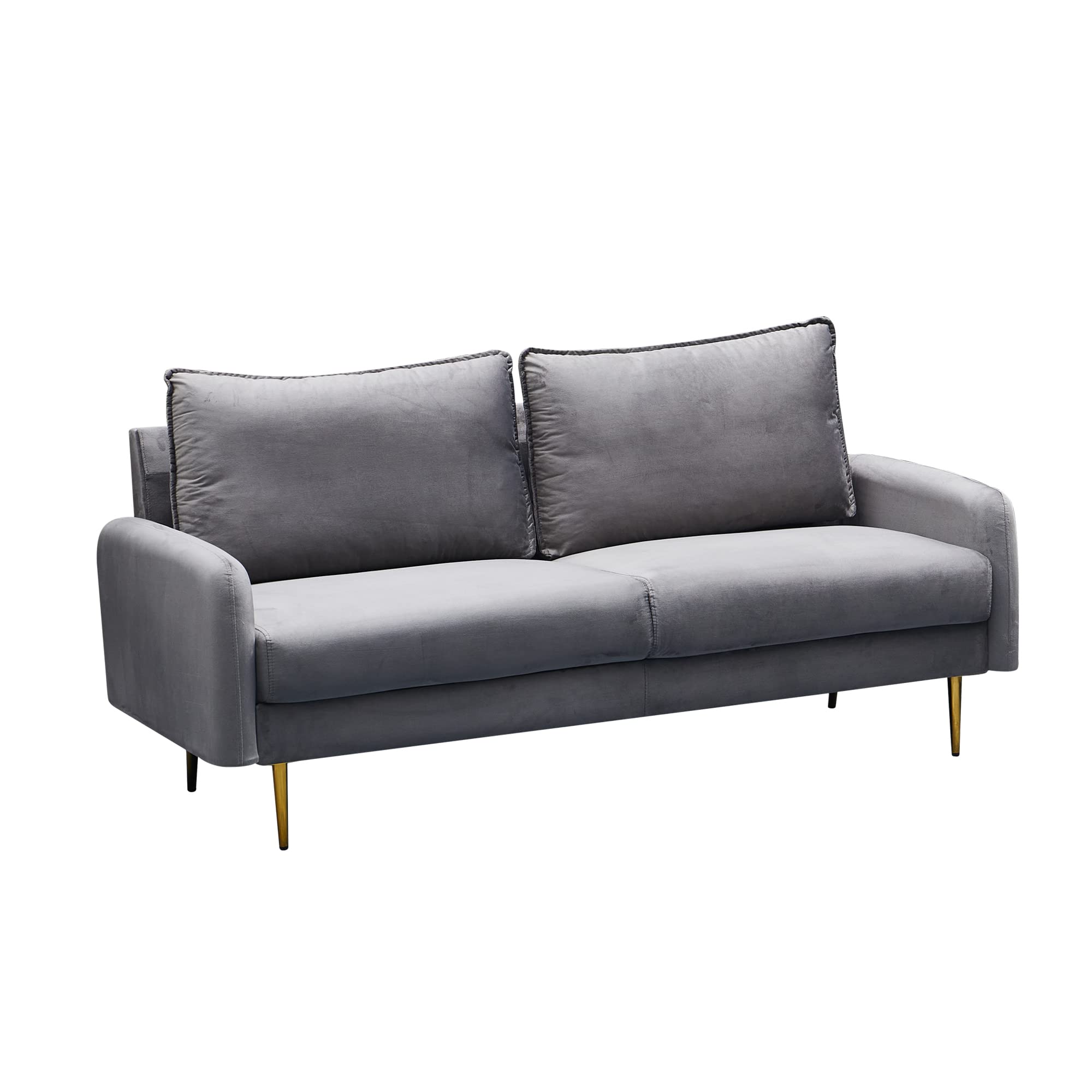 Luxury Velvet Sofa - Modern Tufted Loveseat with Sturdy Metal Legs for Living Room, Bedroom, Office | Soft Grey Contemporary Couch for Small Spaces & Cozy Home Decor
