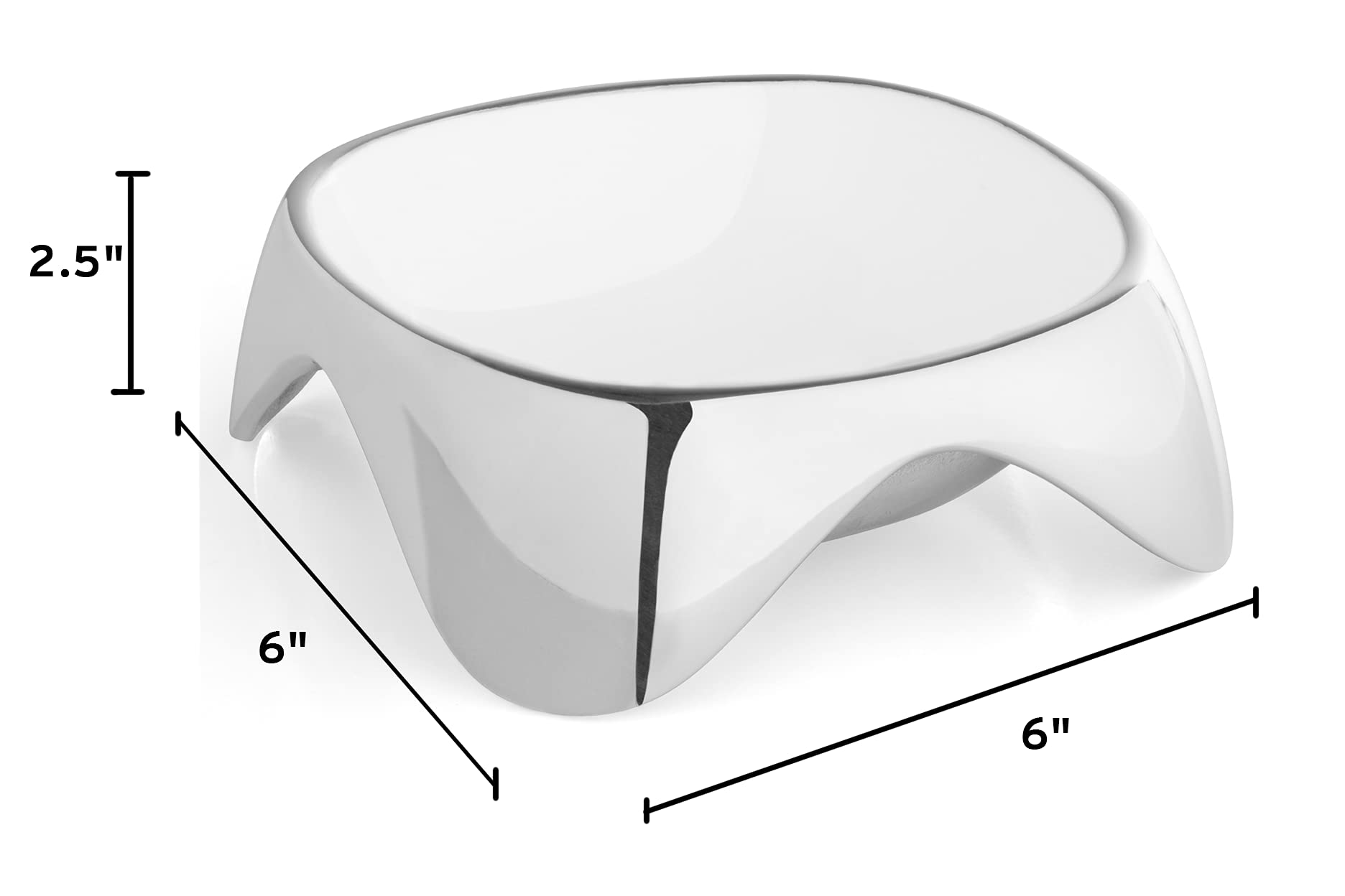 Nambe Medium Square Enameled Dog Bowl - Non-Slip Pet Food & Water Dish - 6
