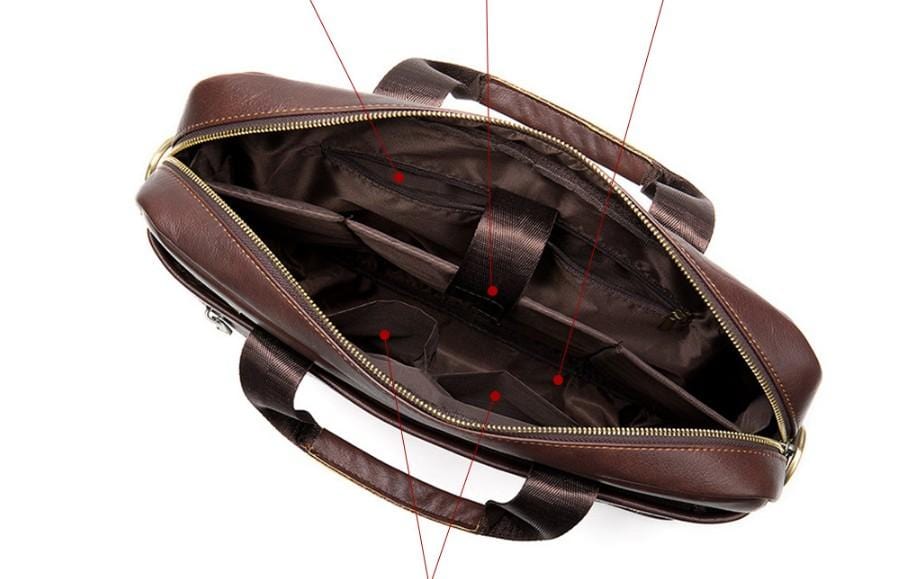 Premium Genuine Leather Laptop Messenger Bag for Men & Women - Business Briefcase with Adjustable Strap (Brown) - Perfect for Work, Travel & Daily Commute