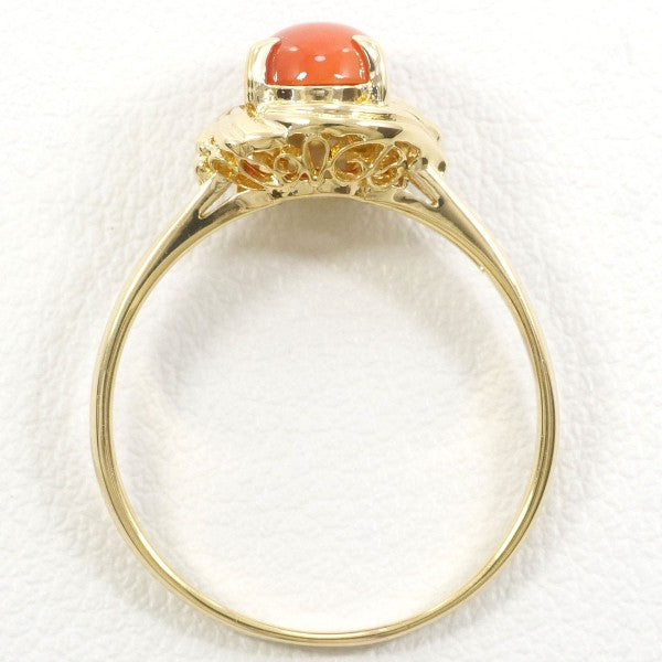 18K Yellow Gold Coral Ring for Women - Elegant Handmade Jewelry Gift for Birthday, Anniversary & Valentine's Day - Perfect for Beach Weddings & Summer Fashion Accessories